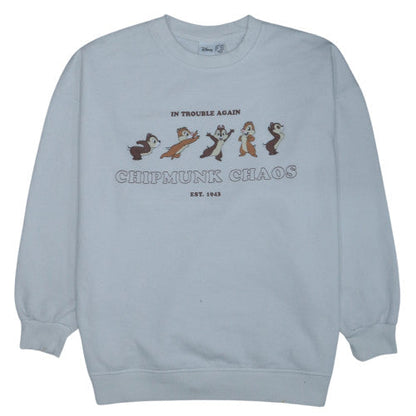 Disney Primark Women Blue Chip 'n' Dale Sweatshirt L Pullover Crew Neck