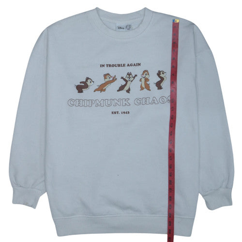 Disney Primark Women Blue Chip 'n' Dale Sweatshirt L Pullover Crew Neck