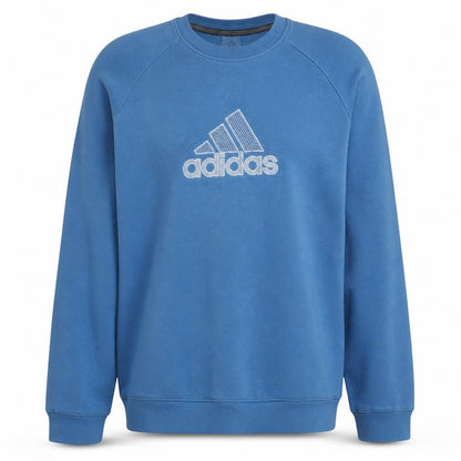 Adidas Men Blue Pullover Sweatshirt L Crew Neck Sports Style