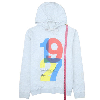 Lacoste Men's Grey Graphic Pullover Hoodie Size XL Sports Style