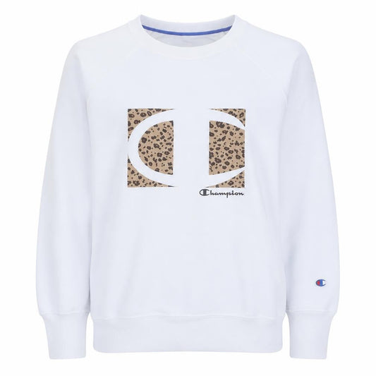 Champion Womens White Leopard Logo Sweatshirt Size L