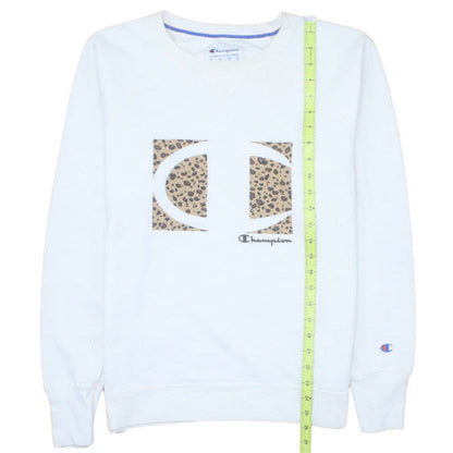 Champion Womens White Leopard Logo Sweatshirt Size L