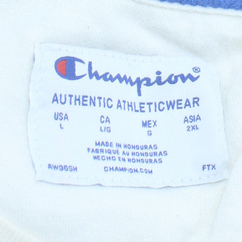 Champion Womens White Leopard Logo Sweatshirt Size L