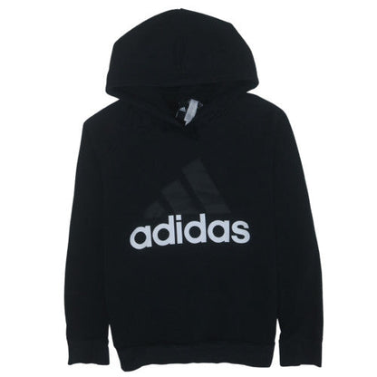 Adidas Womens Black Pullover Hoodie Large Logo Graphic Sweatshirt L