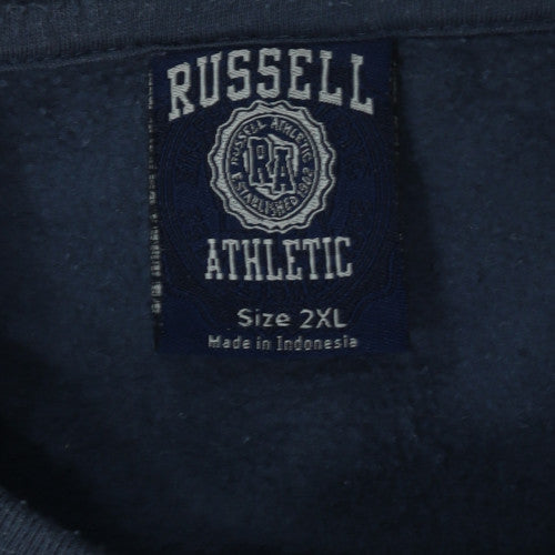 Russell Athletic Men's Blue 2XL Pullover Sweatshirt with Logo Print