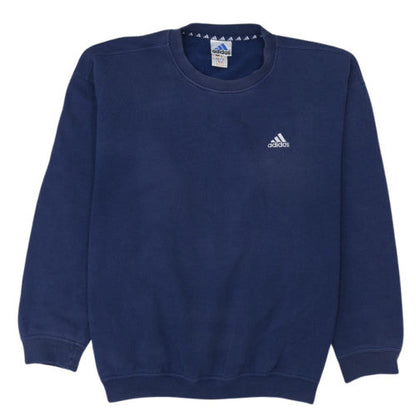 Adidas Men Blue Fleece Pullover Sweatshirt L Sports Vintage