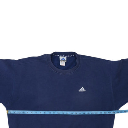 Adidas Men Blue Fleece Pullover Sweatshirt L Sports Vintage