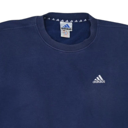 Adidas Men Blue Fleece Pullover Sweatshirt L Sports Vintage