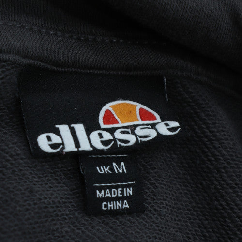 Ellesse Mens Black Pullover Hoodie M Cotton Blend Drawstring Pocket