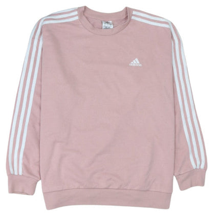 Adidas Women Pink Crew Neck Pullover Sweatshirt M 12-14 Classic Logo