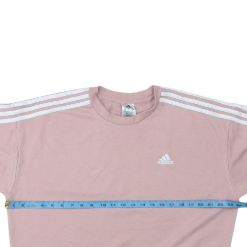 Adidas Women Pink Crew Neck Pullover Sweatshirt M 12-14 Classic Logo