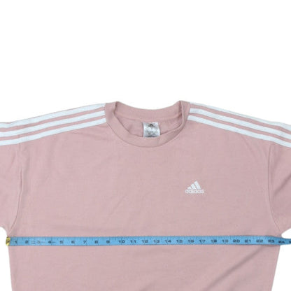 Adidas Women Pink Crew Neck Pullover Sweatshirt M 12-14 Classic Logo