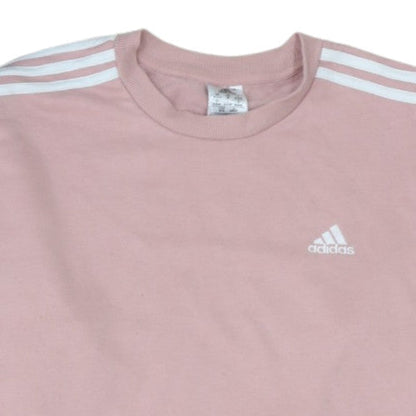 Adidas Women Pink Crew Neck Pullover Sweatshirt M 12-14 Classic Logo
