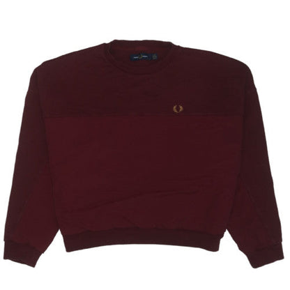 Fred Perry Women's Burgundy Sweatshirt UK 10 Crew Neck Cotton Blend