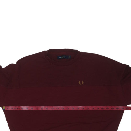 Fred Perry Women's Burgundy Sweatshirt UK 10 Crew Neck Cotton Blend