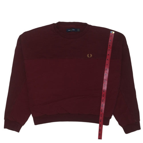 Fred Perry Women's Burgundy Sweatshirt UK 10 Crew Neck Cotton Blend