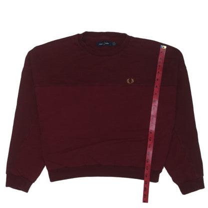 Fred Perry Women's Burgundy Sweatshirt UK 10 Crew Neck Cotton Blend