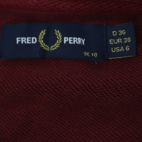 Fred Perry Women's Burgundy Sweatshirt UK 10 Crew Neck Cotton Blend