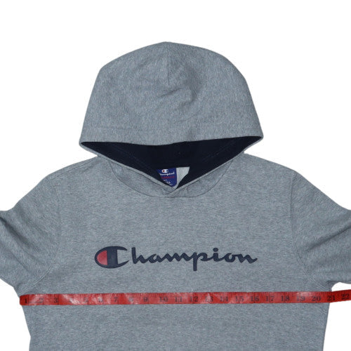 Champion Men's Grey Small Pullover Hoodie with Logo Detail