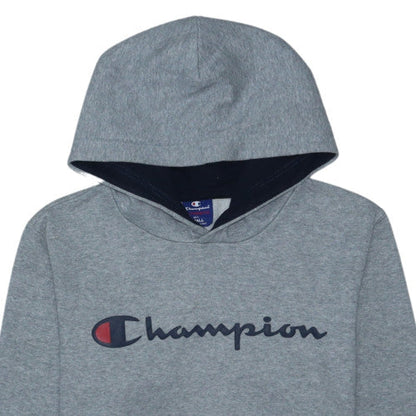Champion Men's Grey Small Pullover Hoodie with Logo Detail
