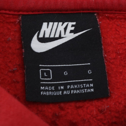 Nike Mens Red Pullover Hoodie Size L Graphic Fleece Sweatshirt
