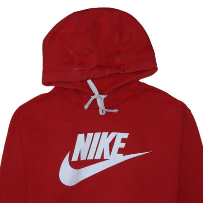Nike Mens Red Pullover Hoodie Size L Graphic Fleece Sweatshirt