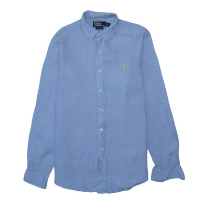 Polo Ralph Lauren Men's Blue Linen Long Sleeve Button-Up Shirt M