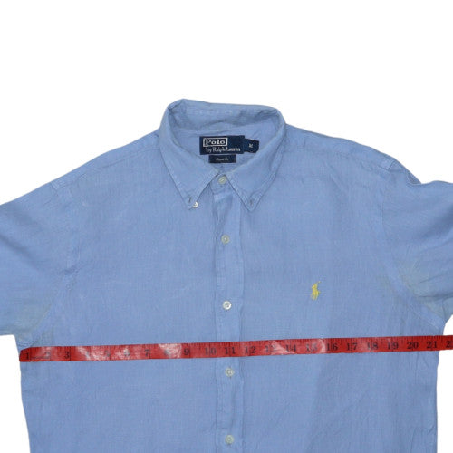 Polo Ralph Lauren Men's Blue Linen Long Sleeve Button-Up Shirt M