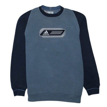 Adidas Mens Blue Fleece Pullover Sweatshirt L Sports Logo Vintage