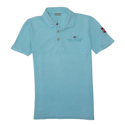 Napapijri Men's Blue Cotton Polo Shirt Size M Short Sleeve Logo
