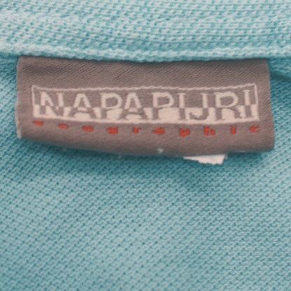 Napapijri Men's Blue Cotton Polo Shirt Size M Short Sleeve Logo