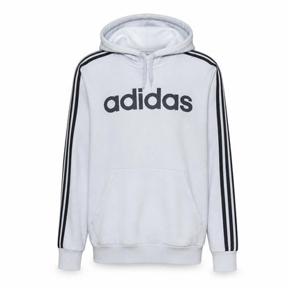 Front view of Adidas Men's White Pullover Hoodie L Classic Logo Sports Fleece