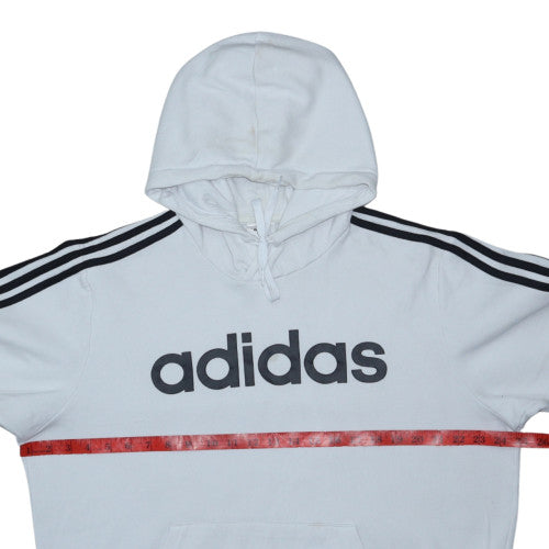 Adidas Men's White Pullover Hoodie L Classic Logo Sports Fleece