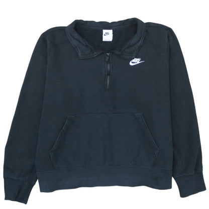 Nike Women Black 1X Pullover Half Zip Sweatshirt with Logo