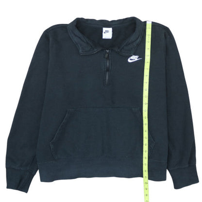 Nike Women Black 1X Pullover Half Zip Sweatshirt with Logo