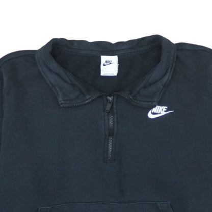 Nike Women Black 1X Pullover Half Zip Sweatshirt with Logo