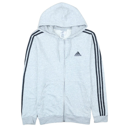 Adidas Men's Grey Full Zip Hoodie Size L Sportswear
