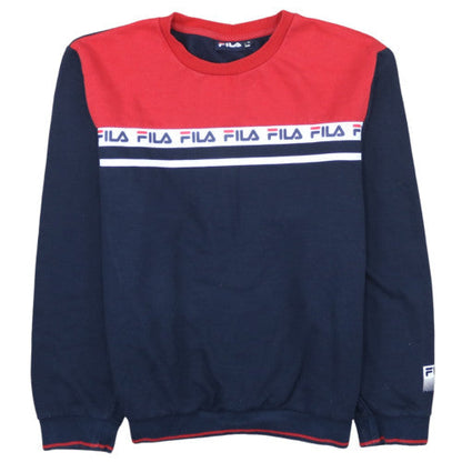 Fila Womens Navy Red Crew Neck Pullover Sweatshirt XL