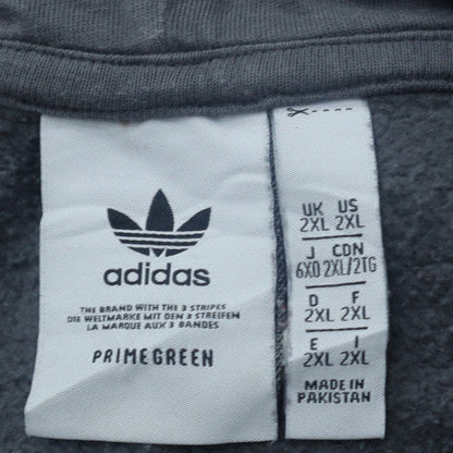 Adidas Men’s Grey Pullover Hoodie 2XL Regular Fit Fleece Sweatshirt