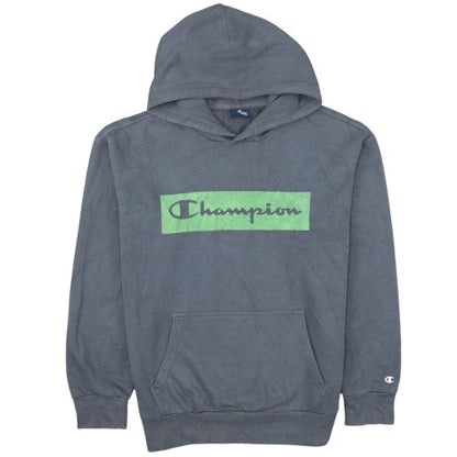 Champion Men's Grey Pullover Hoodie Small Logo Graphic Fleece