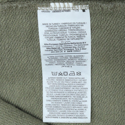 Nike Men's Green Pullover Hoodie M Regular Fit Fleece Logo