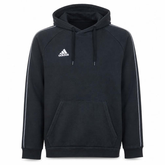 Front view of Adidas Men's Black XL Pullover Fleece Hoodie Sportswear