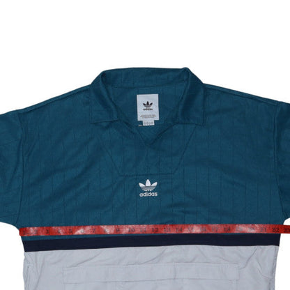 Adidas Men's Blue Collared Pullover Sweatshirt M Retro Sports Style