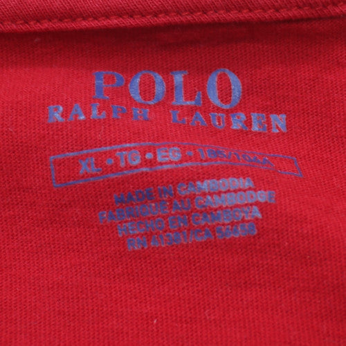 Polo Ralph Lauren Men's Red V-Neck Cotton T-Shirt XL