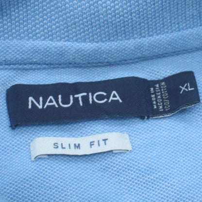 Nautica Men's Blue White Striped Slim Fit Cotton Polo Shirt XL