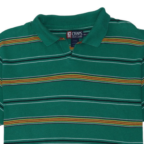 Chaps Ralph Lauren Mens Green Striped Polo Shirt Size 2XL
