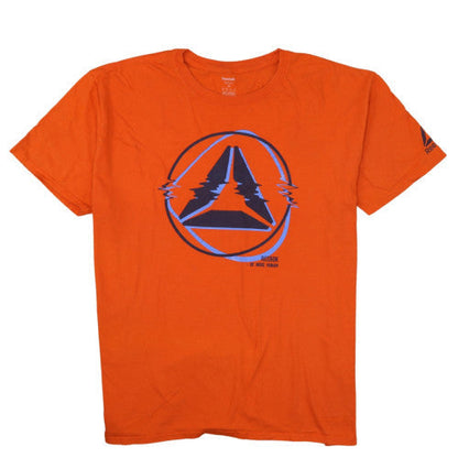 Reebok Men's Orange XL Sports Graphic Crew Neck Cotton T-Shirt