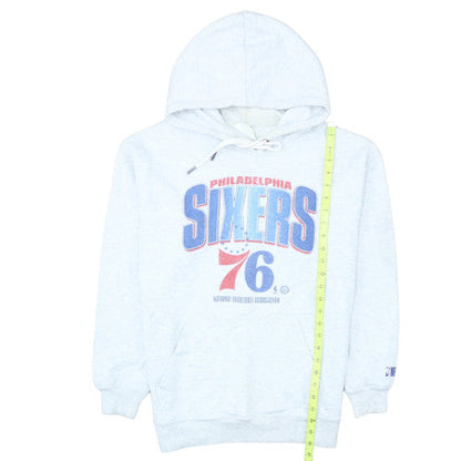 NBA Men's White Small Pullover Hoodie with Philadelphia 76ers Logo