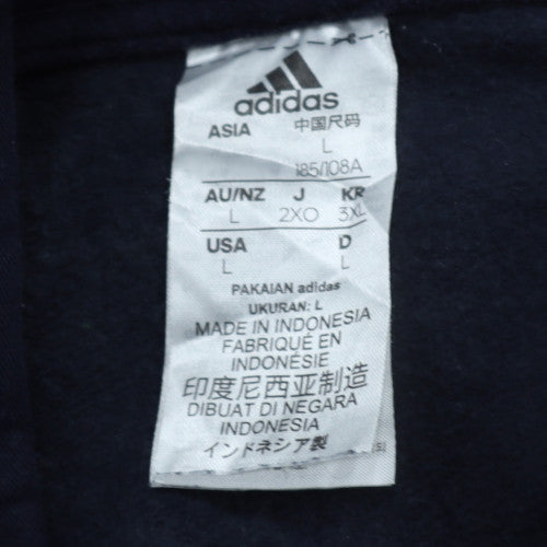 Adidas Mens Blue Pullover Hoodie L Regular Fit Fleece Sweatshirt