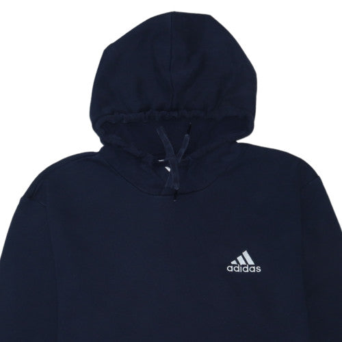 Adidas Mens Blue Pullover Hoodie L Regular Fit Fleece Sweatshirt